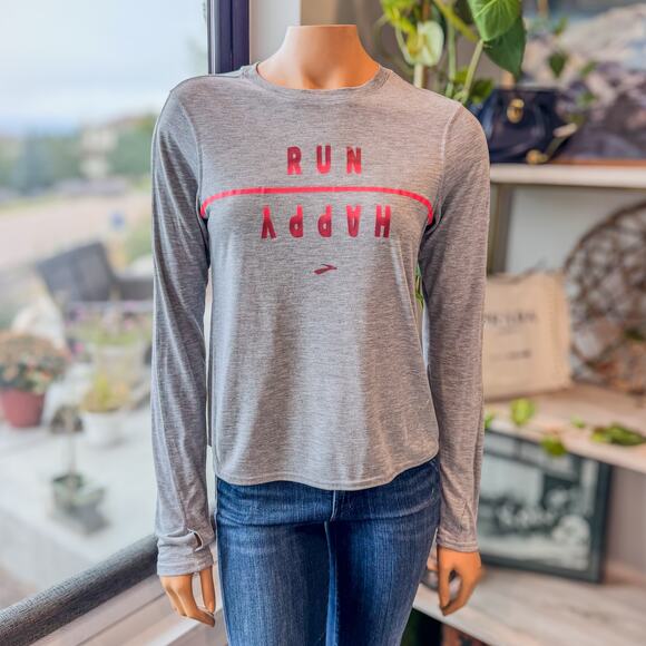 Brooks, Run Happy, Women's Distance Graphic Long Sleeve Running Shirt, Medium - Picture 6 of 8